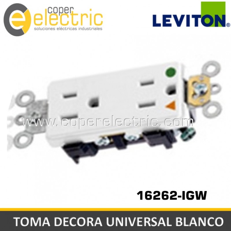 TOMA DOBLE EMPOTRABLE L/T 15A 125V BLANCO LEVITON